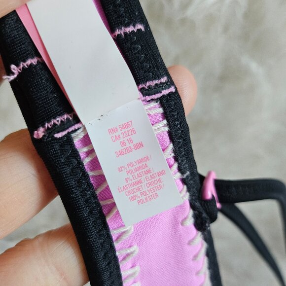 Victoria’s Secret Womens Pink Blue Crochet Push Up Swim Bra Bikini To 34B - Picture 9 of 9